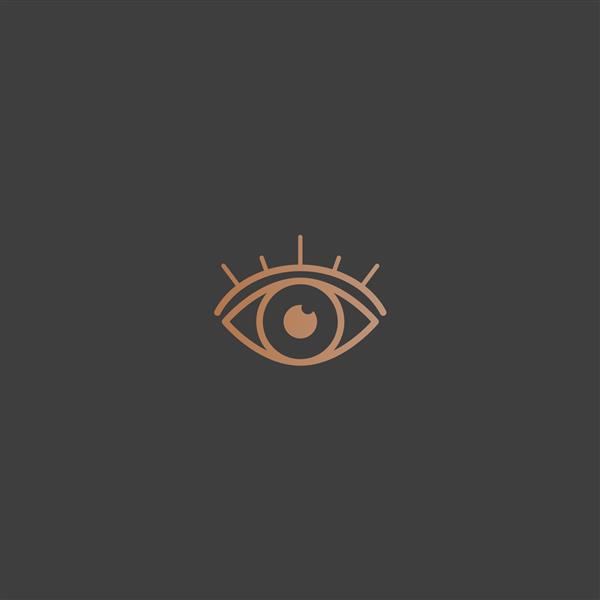 طرح کلی چشم مژه شیب طلایی چشم کاملا باز نماد نگاه و چشم انداز مینیمالیستی آرم چشم وکتور گرافیکی طراحی ساده تصویر مرسوم مد روز