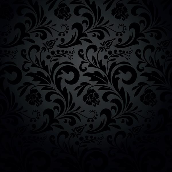 الگوی گلدار بدون درز کاغذ دیواری سلطنتی گل در پس زمینه سیاه