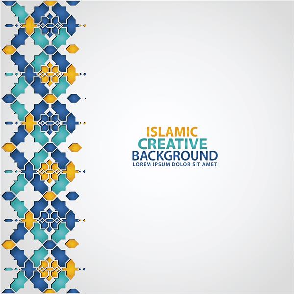 بافت پس زمینه طرح تبریک رمضان کریم با جزئیات رنگارنگ زینتی اسلیمی از موزاییک تصویر وکتور
