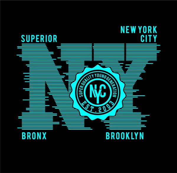 چاپ تی شرت با طرح تایپوگرافی برتر شهر نیویورک