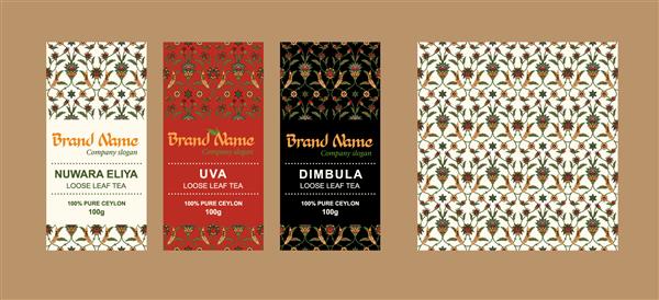 الگوی ایجاد طراحی بسته بندی برای نخبگان سیلان چای هندی به سبک ملی پاداش - الگوی بدون درز قومی
