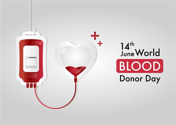 روز جهانی اهدای خون 14 ژوئن طرح وکتور با مفهوم انتقال خون کیسه خون