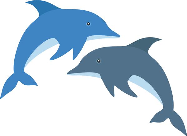 دلفین های کارتونی در مجموعه تصویر وکتور