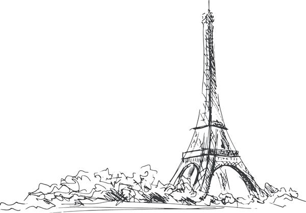 طرح دستی از برج ایفل تصویر وکتور