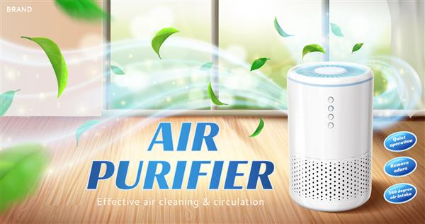 تبلیغ دستگاه تصفیه هوای خانگی هوای تازه از دستگاه پاک کننده هوا در فضای اتاق نشیمن خارج می شود