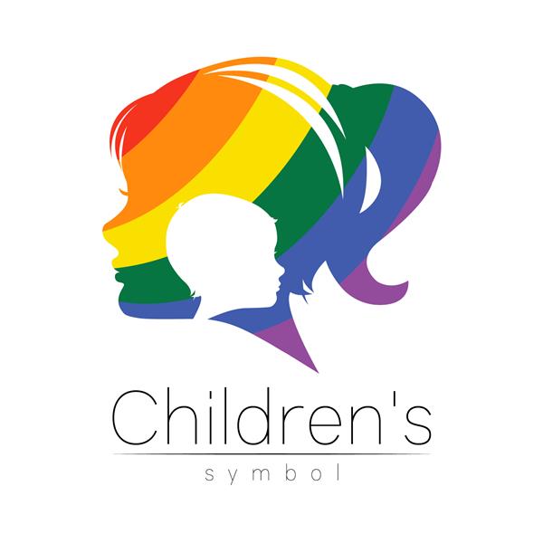 وکتور دختر کودک لوگوی رنگی Grow Up Kids نیمرخ سر انسان لوگوی مفهومی برای افراد کودکان اوتیسم کودکان درمان درمانگاه آموزش