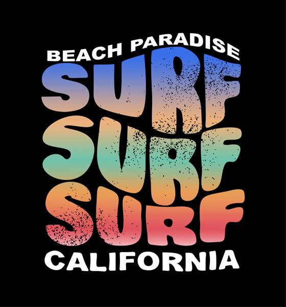 SURF کالیفرنیا رنگ آمیزی تایپوگرافی وکتور تصویر علامت چاپ تی شرت