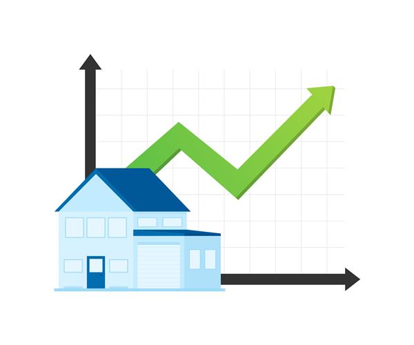 تصویرسازی با افزایش قیمت خانه برای طراحی مفهومی پیشرفت رشد سود مفهوم کسب و کار نمودار کسب و کار