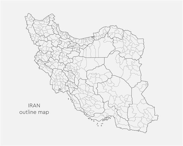 نقشه وکتور تفصیلی ایران تقسیم بر مناطق جدا شده در پس زمینه الگو کشور آسیا برای الگو اینفوگرافیک طراحی تصویر مفهوم کلی تقسیمات اداری کشور ایران