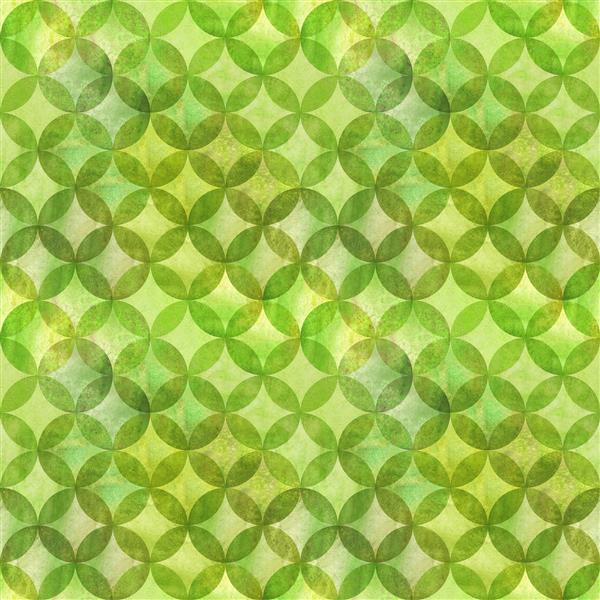 الگوی بدون درز دایره های همپوشانی گرانج انتزاعی پس زمینه بافت سبز با دست کشیده شده با آبرنگ عناصر کره ای شکل هندسی آبرنگ چاپ برای پارچه کاغذ دیواری بسته بندی