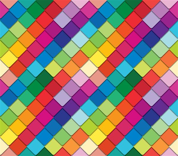 الگوی طیف موزاییک رنگارنگ پس زمینه تکه های برش کاغذ شطرنجی