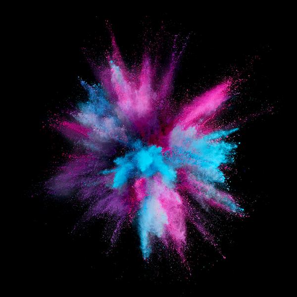 انفجار پودر رنگی گرد و غبار کلوزآپ انتزاعی در پس زمینه منفجر شدن رنگارنگ هولی را رنگ کنید