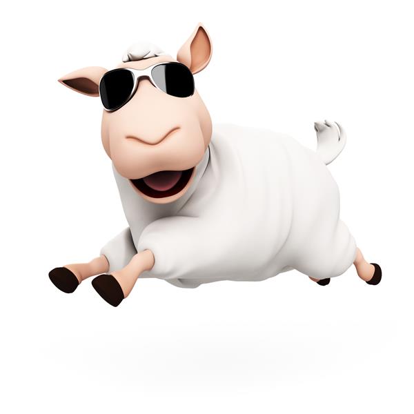 تصویر سه بعدی یک گوسفند خنده دار