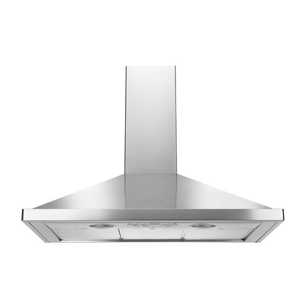 Range Hood جدا شده بر روی پس زمینه سفید سایبان آشپزی دستگاه استخراج دود فولاد ضد زنگ تهویه جزیره نمای جلوی دودکش برقی لوازم اصلی آشپزخانه و خانگی