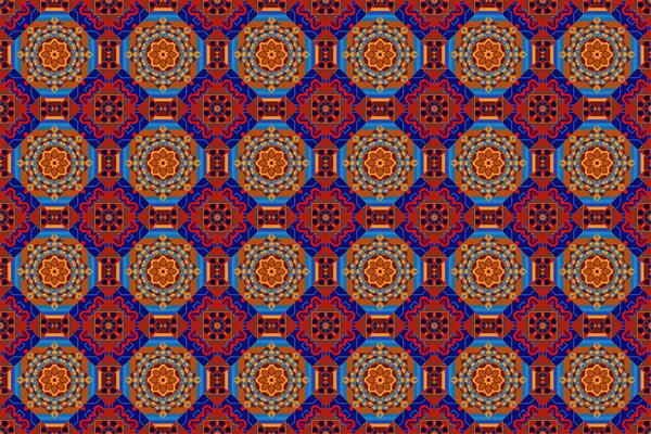 موزاییک ناز الگوی هندسی الگوی بدون درز قرمز نارنجی و آبی انتزاعی با مش مربع