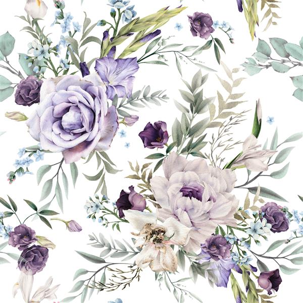 الگوی گل بدون درز با گل در زمینه روشن آبرنگ طراحی قالب برای منسوجات داخلی لباس کاغذ دیواری هنر گیاه شناسی