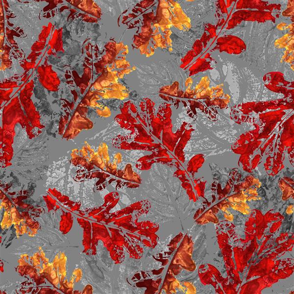 مجموعه آبرنگ بلوط برگ های قرمز نارنجی الگوی بدون درز پاییزی پس زمینه روشن کارت پستال کاغذ دیواری