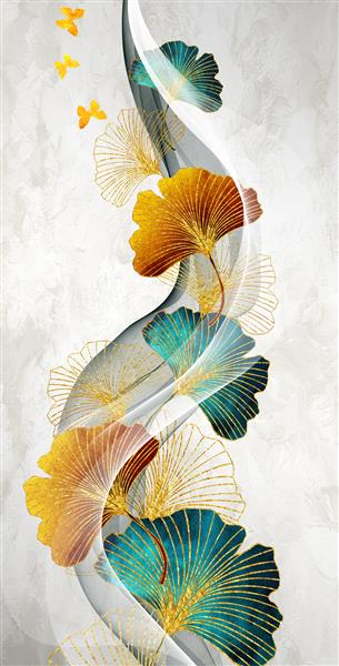 تصویر گل و پروانه های زیبا روی کاغذ دیواری سه بعدی پس زمینه انتزاعی بافت تزئینی الگوی گرافیکی آثار هنری مدرن