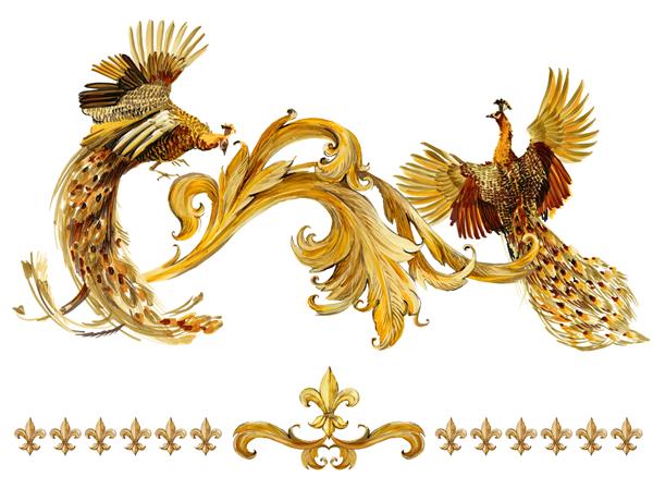 طاووس طلایی حلقه طلایی قدیمی تصویر لوکس طراحی جواهرات لوکس