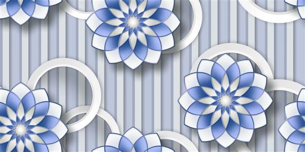 طراحی کاشی دیوار گل برای دکوراسیون حمام تصویر سه بعدی بدون درز با کیفیت بالا