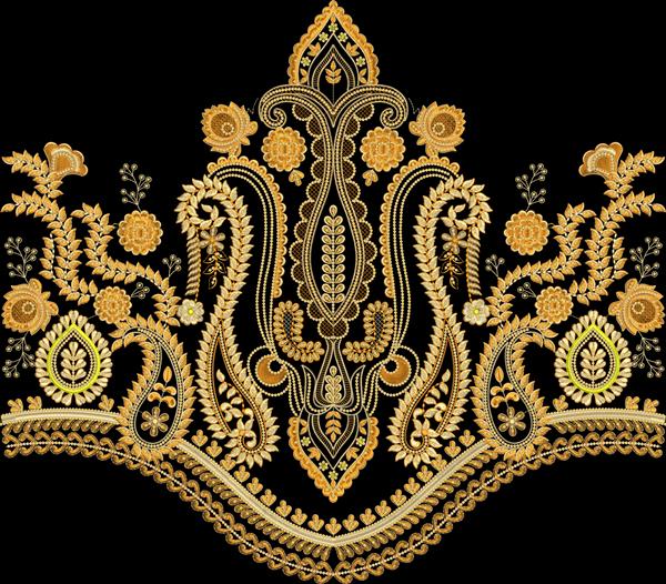 اثر هنری مغول حاشیه طلای عتیقه سنتی هندی