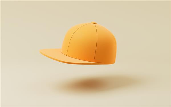 کلاه کارتونی با پس زمینه زرد رندر سه بعدی طراحی دیجیتال کامپیوتری