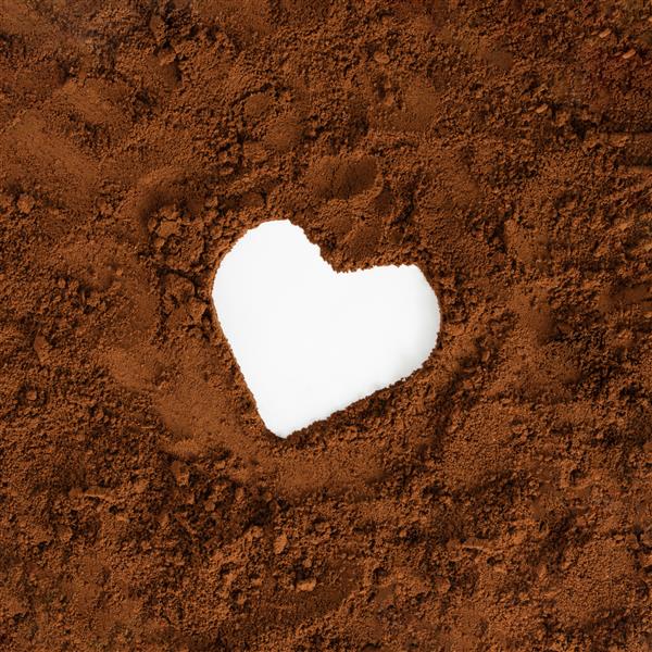 قلب سفید در وسط زمینه قهوه ای ملایم خاکی طراحی مفهومی بهار ولنتاین ایده عاشقانه