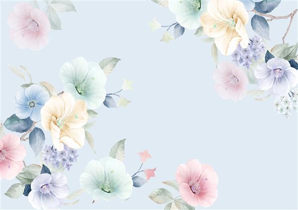 تصویر گل طراحی شده توسط کامپیوتر گل های آبرنگ ترکیب دستی عناصر آبرنگ مجموعه بزرگ