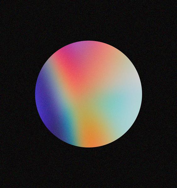 دایره ساخته شده از فویل هولوگرافی در پس زمینه تیره Vaporwave سبک Synthwave دهه 80 - 90 تصویر رنگارنگ مد روز در رنگ پاستل