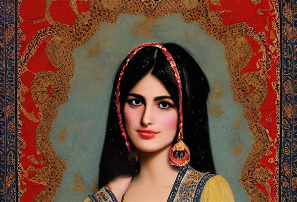 دختر زیبای پارسی با پوشش و طراحی ایرانی با گلهای زیبا