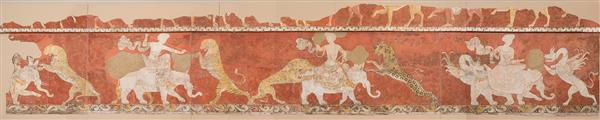نقاشی ديوارنگاره سغدی نبرد تالار سرخ کاخ شاهي