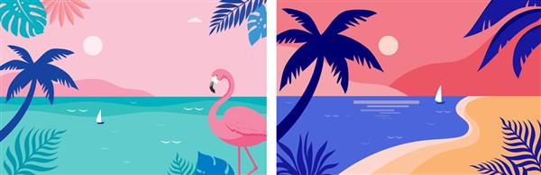 طراحی مفهومی سرگرم کننده تابستانی پس زمینه خلاقانه از چشم انداز پانوراما از دریا و ساحل فروش تابستانی قالب پست