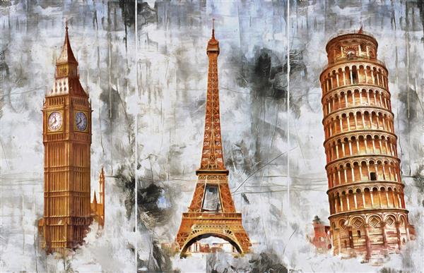 مجموعه ای از نقاشی های رنگ روغن طراحان دکوراسیون داخلی هنر انتزاعی معاصر روی بوم مجموعه ای از تصاویر با بافت ها و رنگ های مختلف پیزا لندن پاریس