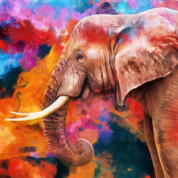 نقاشی رنگ روغن مدرن فیل مجموعه هنرمند از نقاشی حیوانات برای دکوراسیون و داخلی هنر بوم انتزاعی