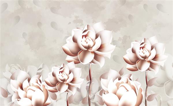 کاغذ دیواری سه بعدی با پس زمینه گلدار ساده گل های مدرن سبک برای دکوراسیون دیوار خانه