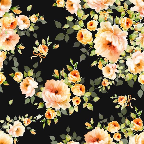 الگوی بدون درز و تصویر آبرنگ از گلهای ظریف زیبا-1