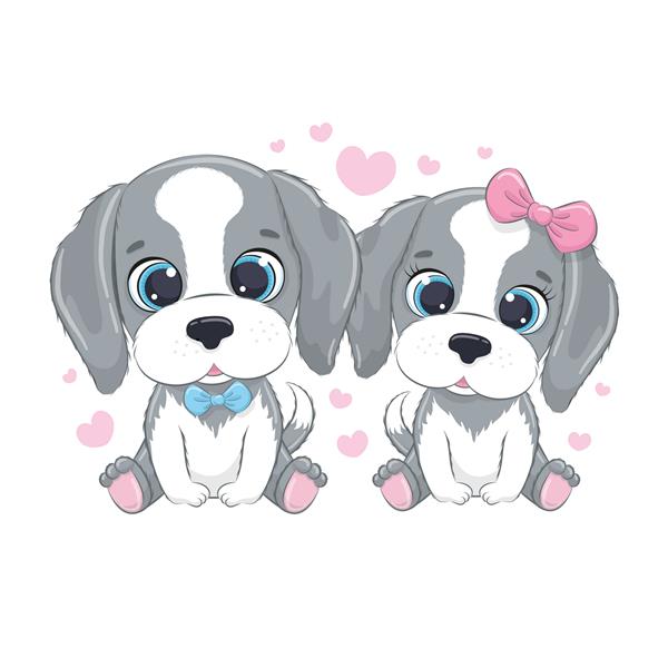 سگ های کوچولوی ناز با قلب کلیپ روز ولنتاین مبارک