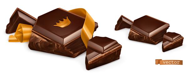 تکه های شکلات با مجموعه سه بعدی طلایی