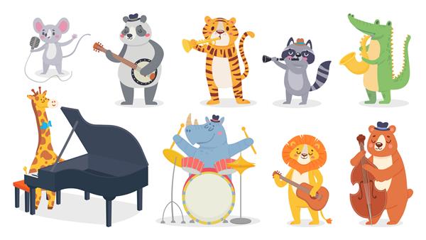 حیوانات کارتونی با آلات موسیقی