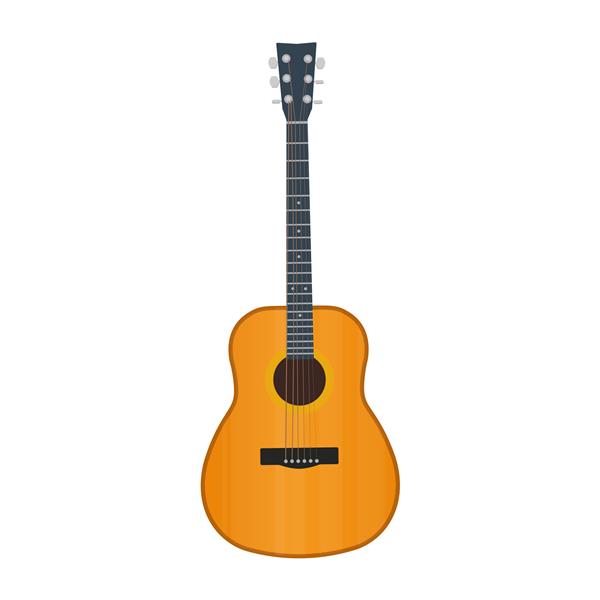 وکتور گیتار آکوستیک کلاسیک جدا شده در پس زمینه سفید