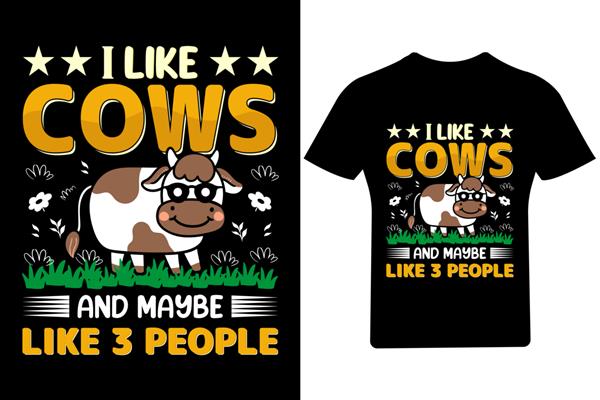 من گاوها را دوست دارم و شاید طراحی تی شرت 3 نفره طرح تی شرت گاوی حیوانات