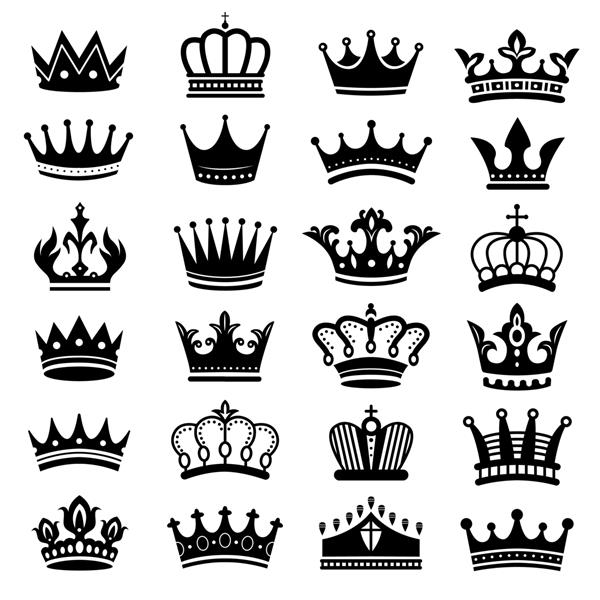 سیلوئت تاج سلطنتی مجموعه تاج های پادشاه تاج با شکوه و سیلوئت های تاج تاج لوکس