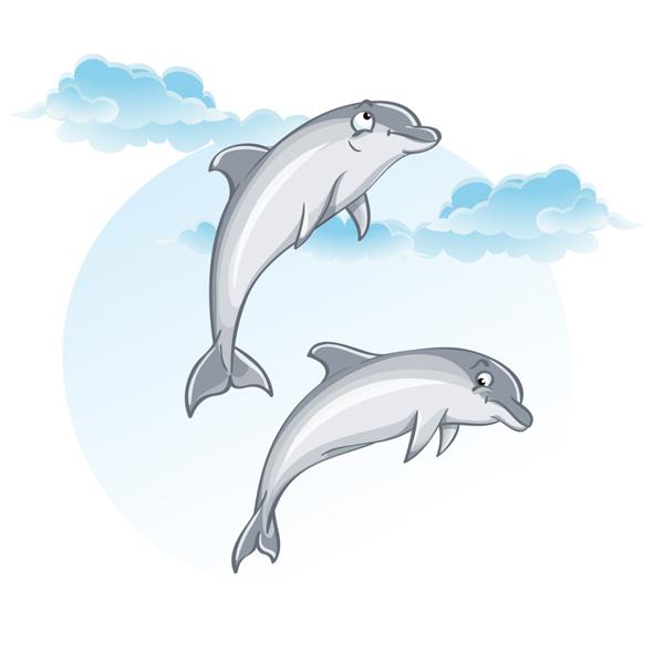 تصویر کارتونی از دلفین ها