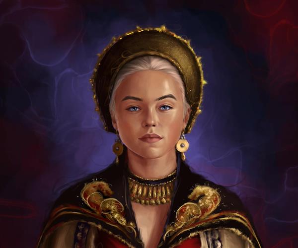 نقاشی چهره پرنسس رینیرا و تاج سلطنت