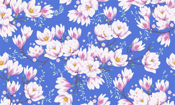 الگوی بهار بدون درز با ماگنولیا طراحی پارچه برای لباس تابستانی زیبا
