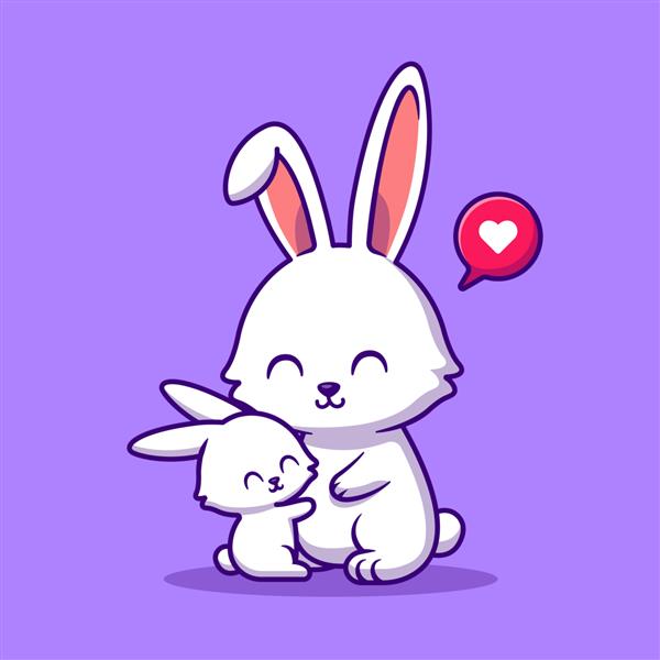 تصویر کارتونی خرگوش مادر و بچه خرگوش