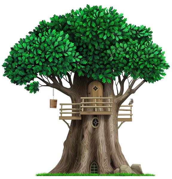 درخت بلوط افسانه ای به شکل خانه