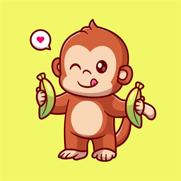 تصویر وکتور کارتونی موز میمون ناز مفهوم نماد طبیعت حیوانات جدا شده است