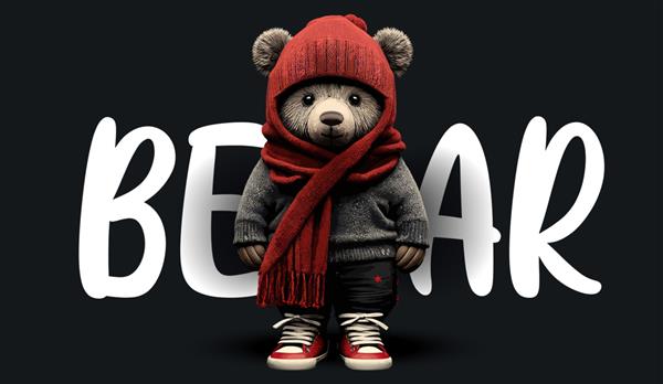خرس عروسکی ناز با روسری گرم تصویر جذاب خنده دار خرس عروسکی o