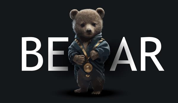 خرس عروسکی بامزه پوشیده در لباس ورزشی با مدال طلا به دور گردنش تصویر جذاب خنده دار خرس عروسکی روی پس زمینه سیاه برای تصویر برداری لباس یا کارت پستال